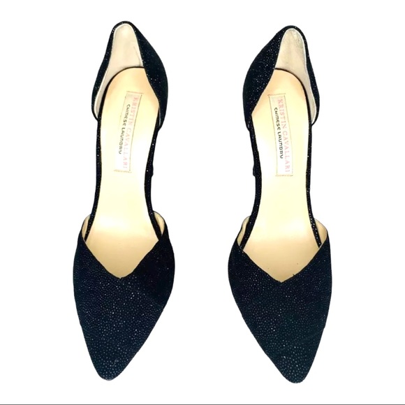 Kristin Cavallari Chinese Laundry Glass Beaded Stilettos Black Caviar Leather 9 - Picture 4 of 10